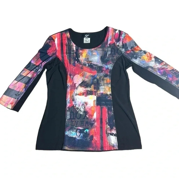 Colorblock,Artsy sweater,colorful top, 🇨🇦Y2K,vtg, Black, , flattering, - Picture 1 of 10